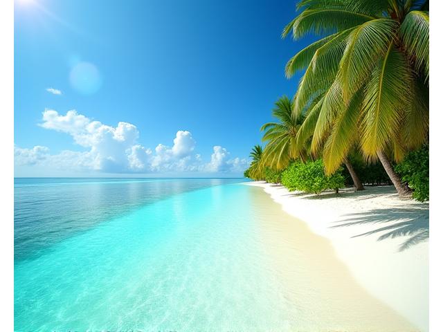Pristine, secluded beach in the Maldives with clear turquoise water and white sand